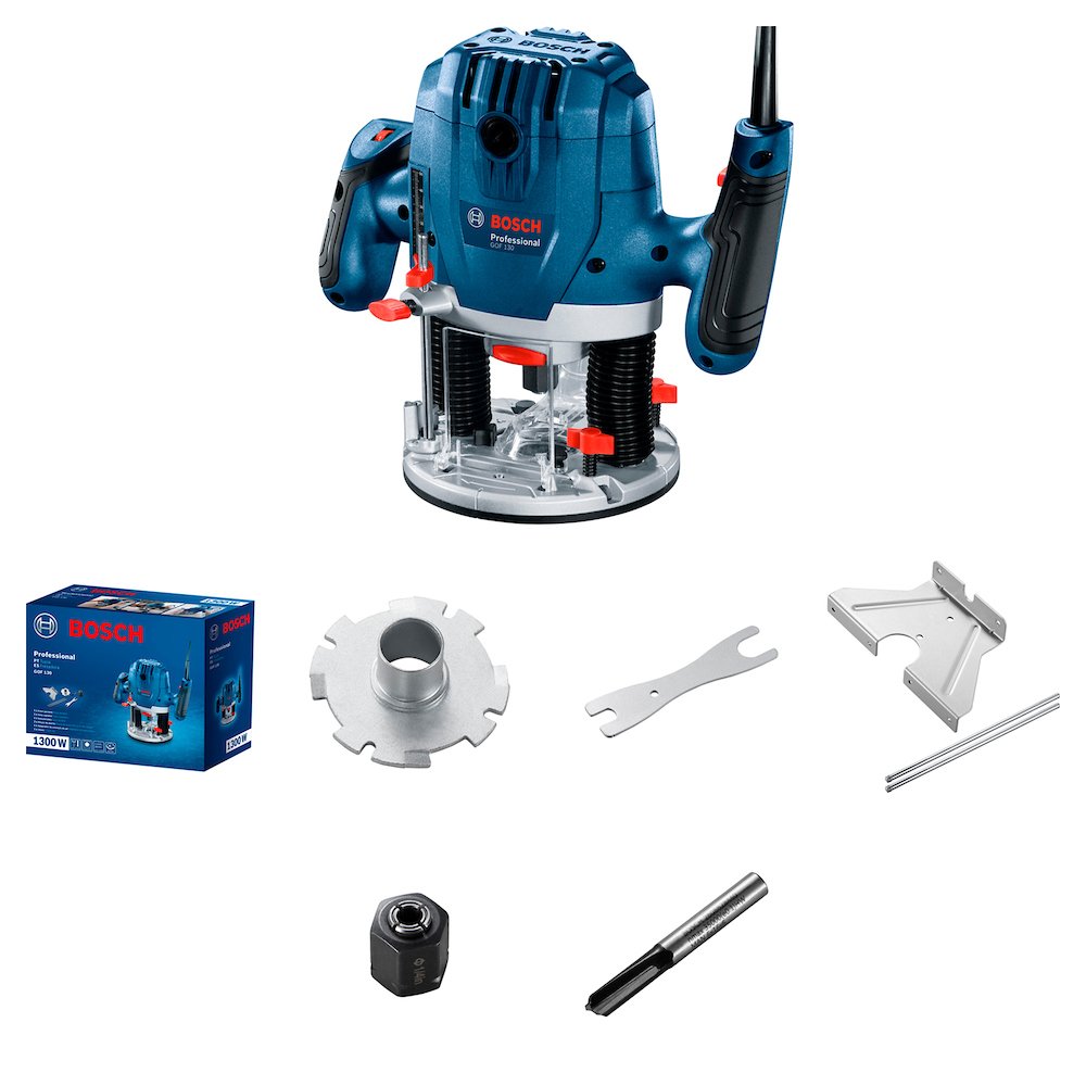 Fresadora Bosch GOF 130 1300W 220V 2 pinzas y 1 fresa recta