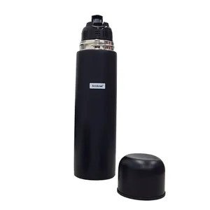 Termo Negro de Acero Inoxidable, 1 Litro con tapon cebador