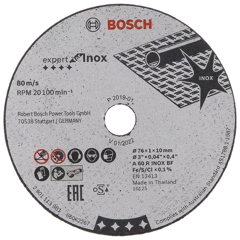 DISCOS DE CORTE EXPERT PARA INOX 76 X 1,0 X 10MM CENTRO RECTO X 5U