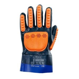 Guante Nitrilo Medio Baño Completo Azul Puño de Lona PVC Azul con TPR Anti-Impacto
