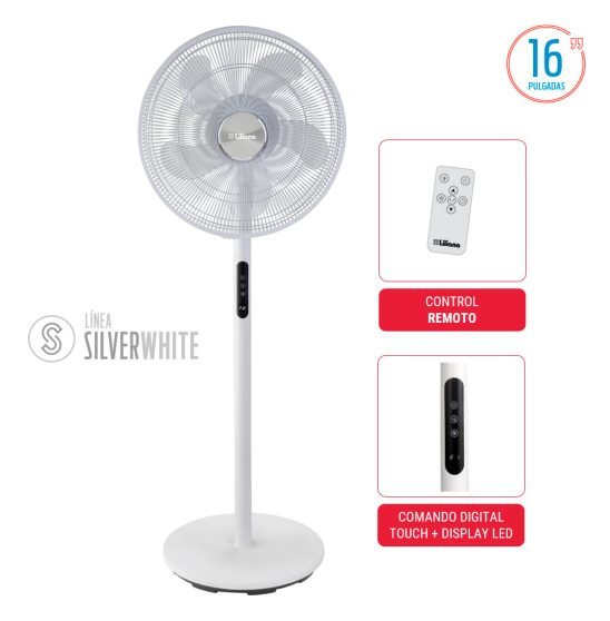 VENTILADOR SILVERWHITE PIE DIGITAL 16" 65W 5 ASP